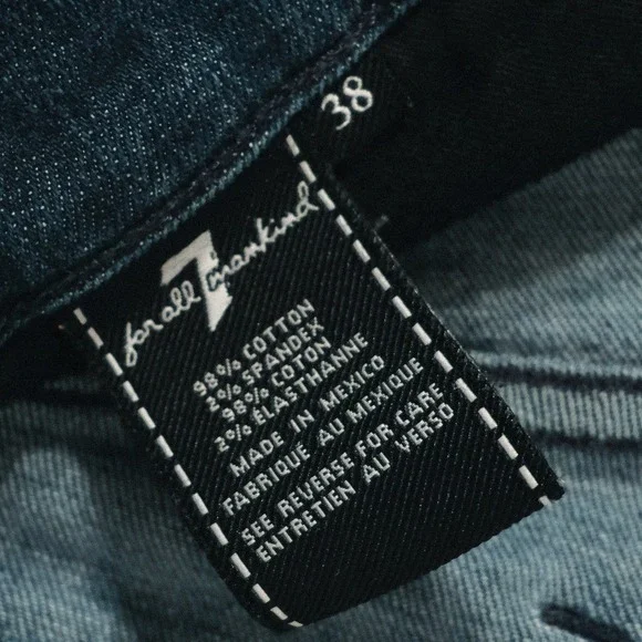 7 For All Mankind Slimmy Jeans Mens 38x32 Dark Wash Blue Denim - Picture 11 of 14